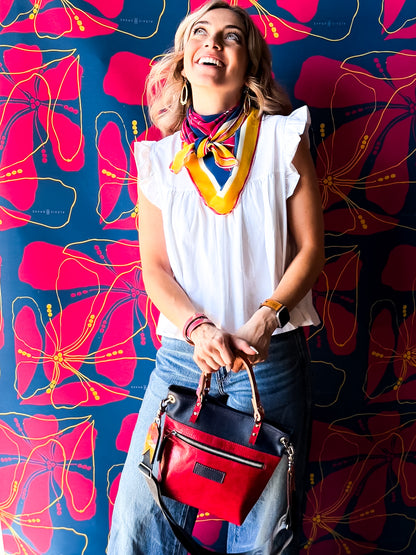 Pre-Order | Color Theory Collection | Amika Satchel + Crossbody | Midnight Navy + Wild Berry