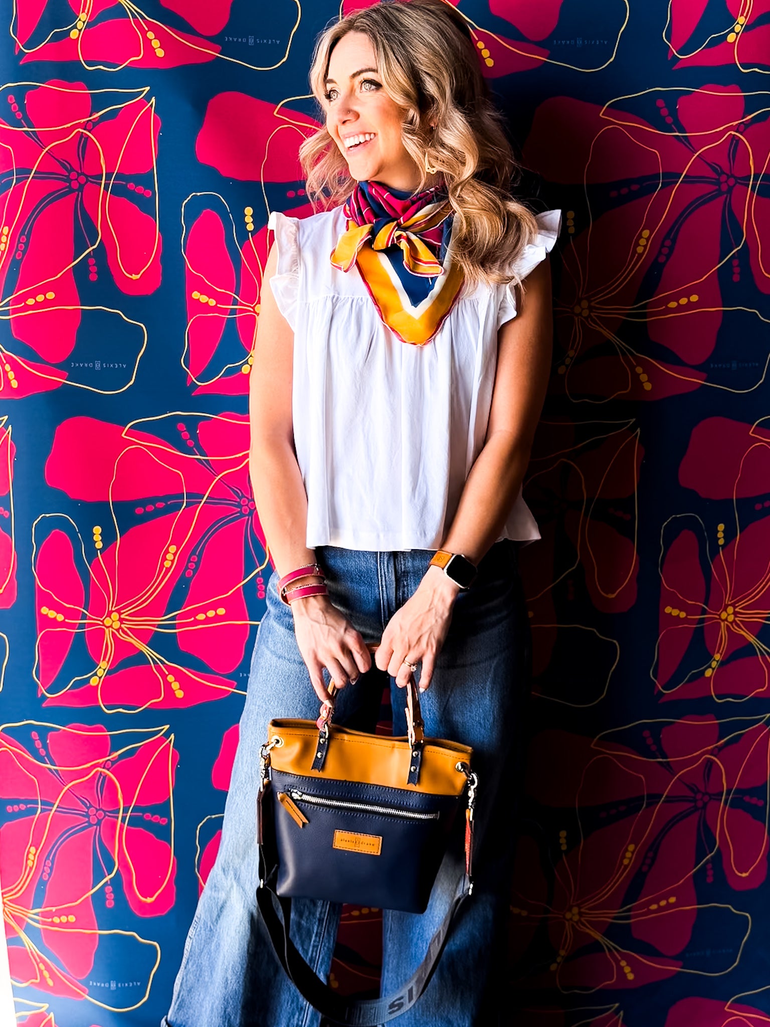 Color Theory Collection | Amika Satchel + Crossbody | Mustard + Midnight Navy