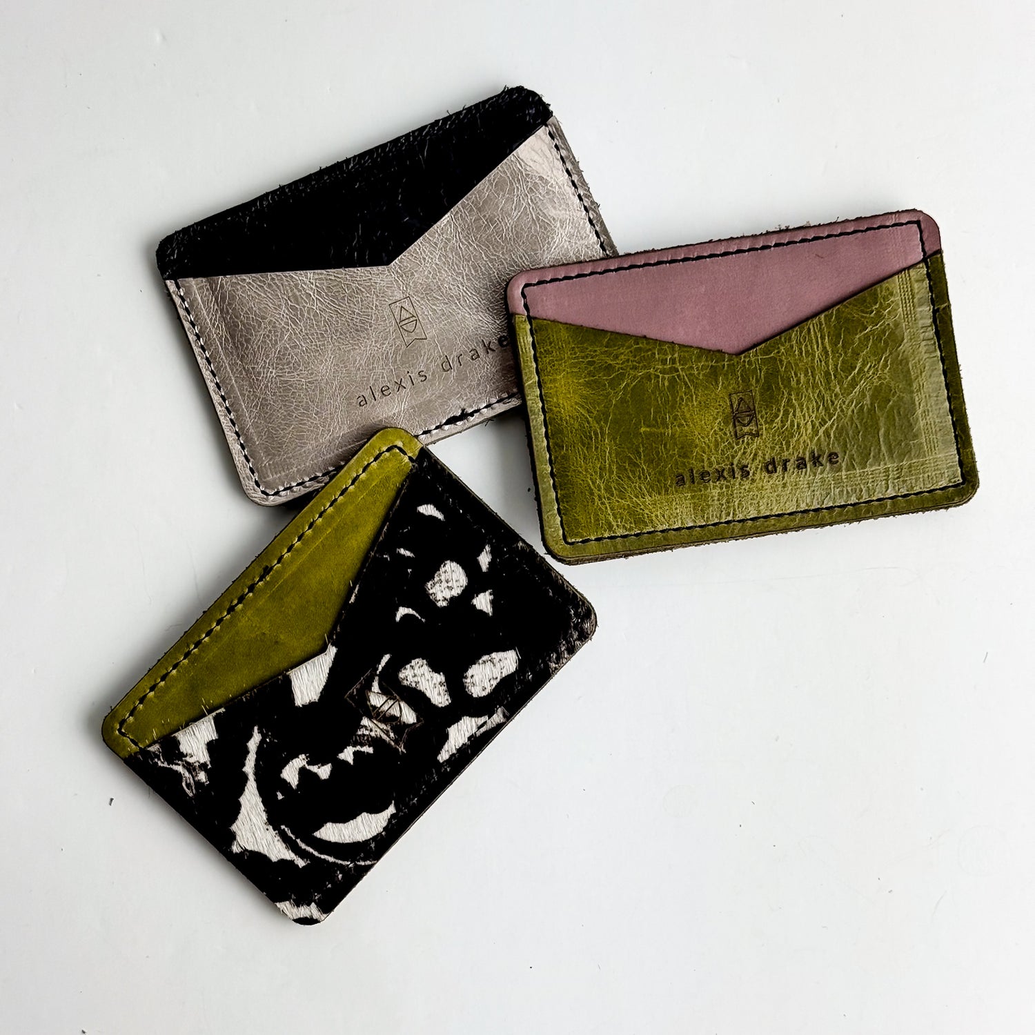 Urban Edge Collection | Card Holder | Distressed Pink Jade + Olive Leaf