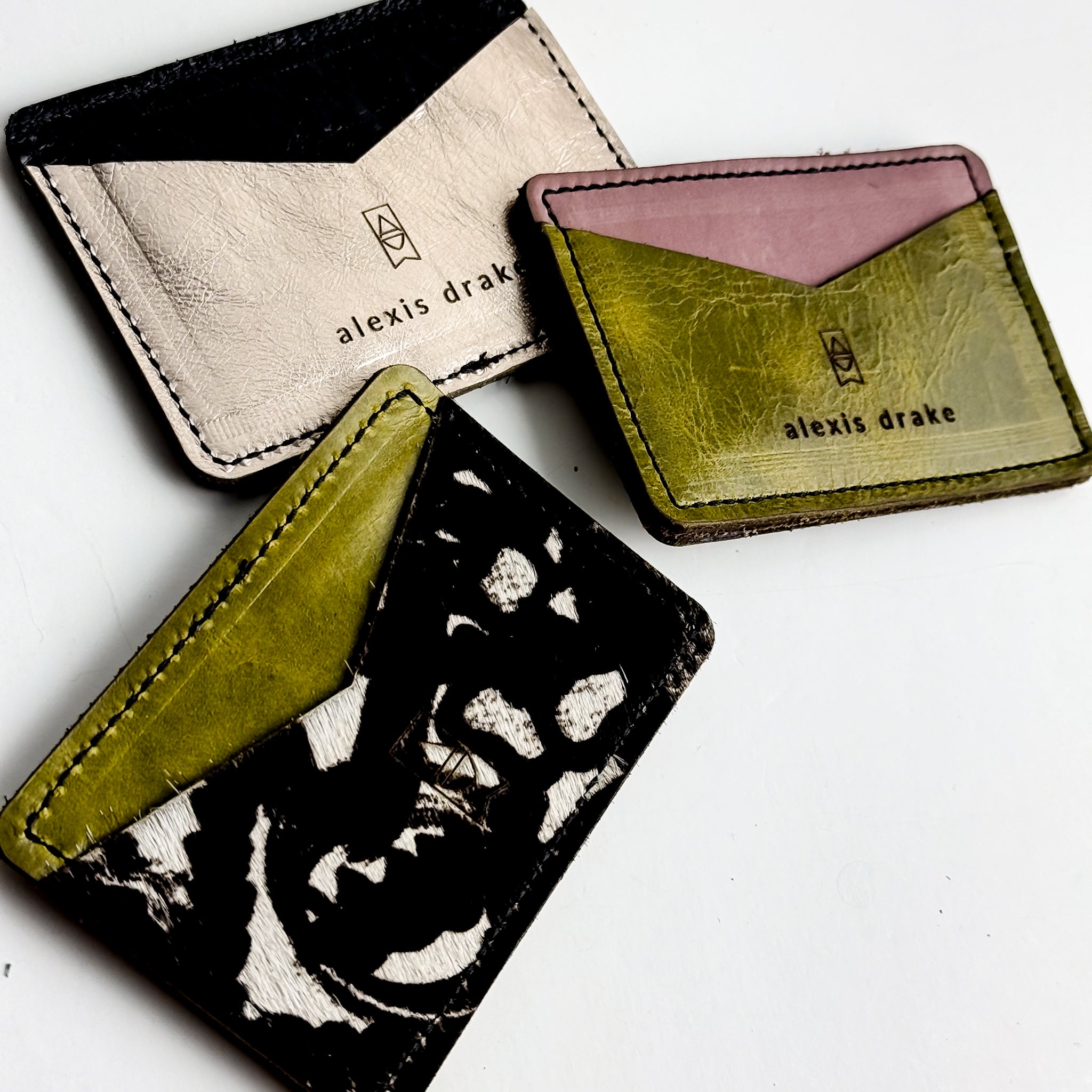 Urban Edge Collection | Card Holder | Distressed Pink Jade + Olive Leaf