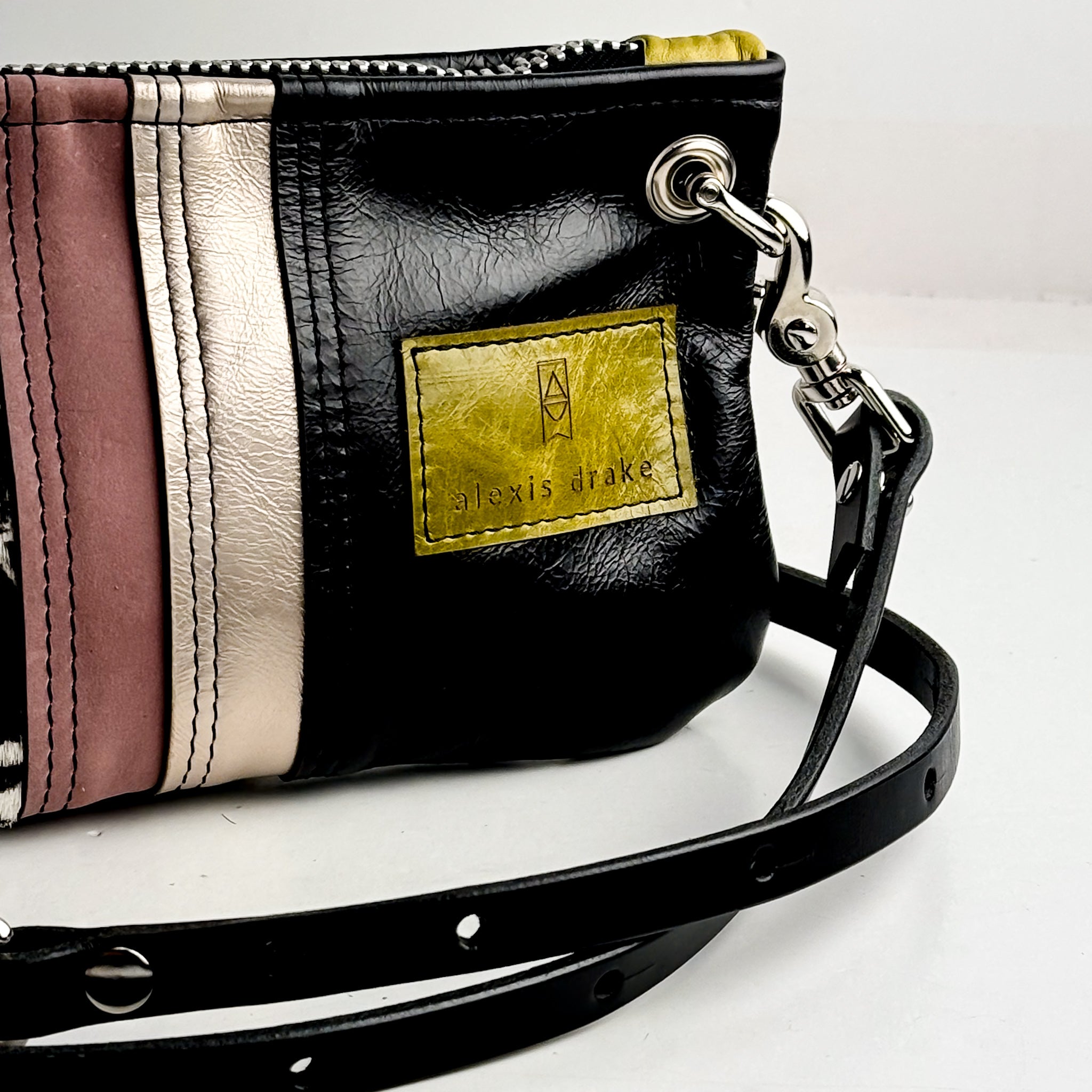 Urban Edge Collection | Rainbow Belt Bag Crossbody | Distressed Pink Jade + Iron Ore