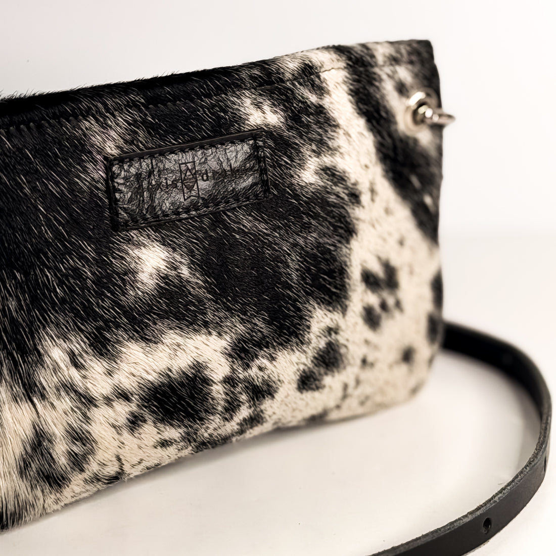Rodeo Collection | Belt Bag Clutch + Crossbody | Black + White Hair-on-Hide + Black