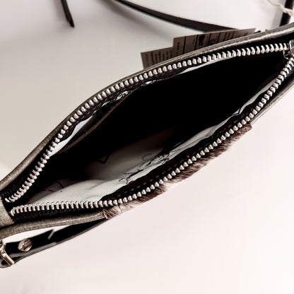Rodeo Collection | Belt Bag Clutch + Crossbody | Gray + Brown + White Hair-on-Hide
