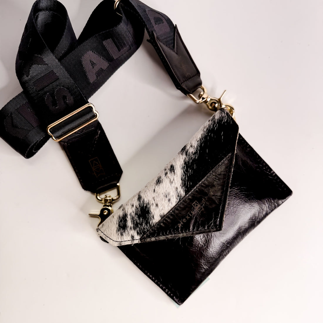 Rodeo Collection | Envelope Cellphone Crossbody | Black + Hair-on-Hide