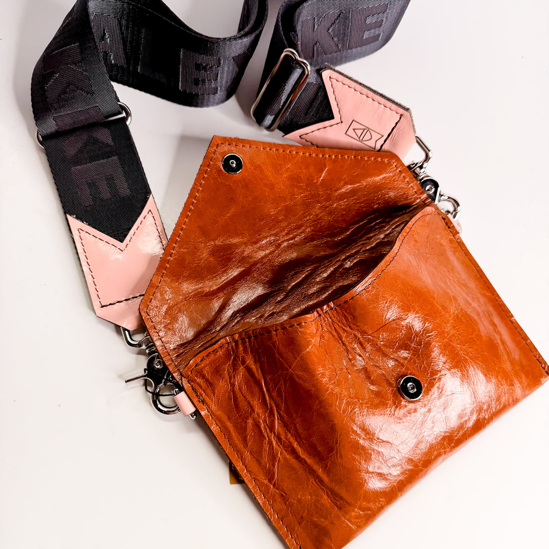 Rodeo Collection | Envelope Cellphone Crossbody | Whiskey + Glossy Pink