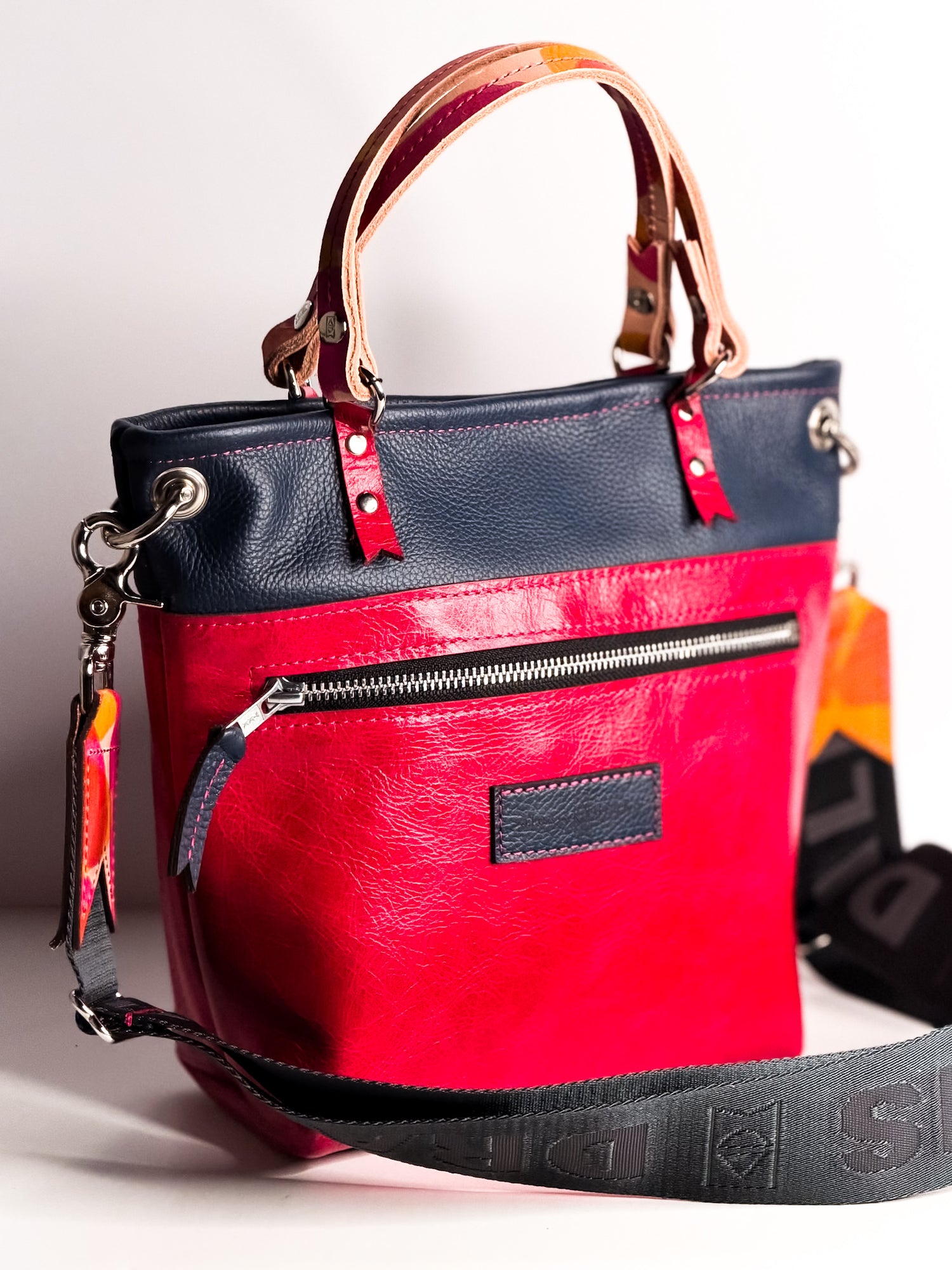 Pre-Order | Color Theory Collection | Amika Satchel + Crossbody | Midnight Navy + Wild Berry