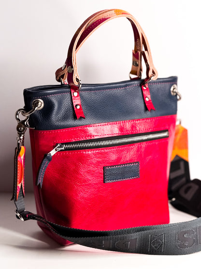 Pre-Order | Color Theory Collection | Amika Satchel + Crossbody | Midnight Navy + Wild Berry
