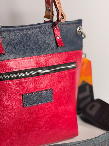 Pre-Order | Color Theory Collection | Amika Satchel + Crossbody | Midnight Navy + Wild Berry