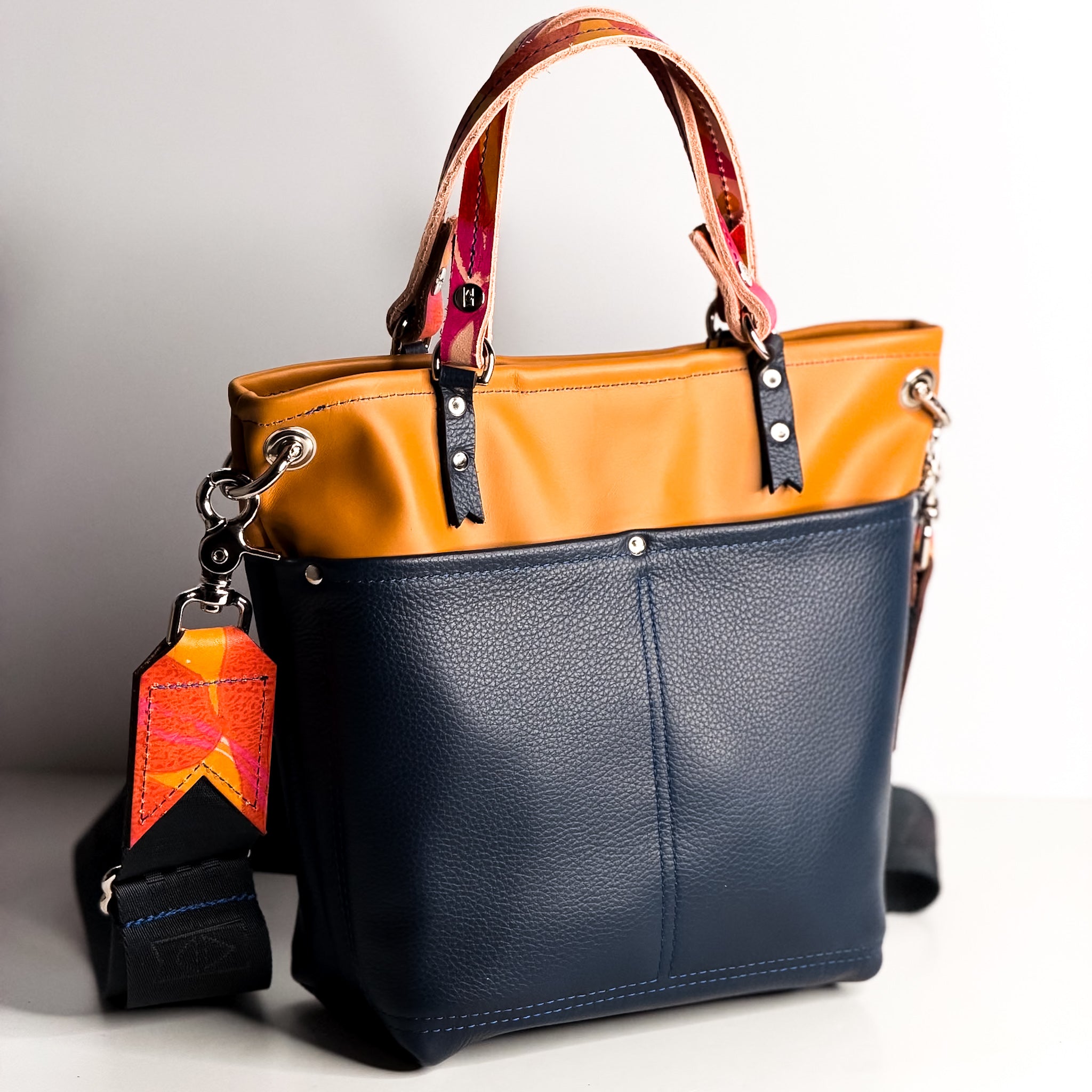 Color Theory Collection | Amika Satchel + Crossbody | Mustard + Midnight Navy