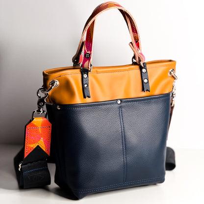 Color Theory Collection | Amika Satchel + Crossbody | Mustard + Midnight Navy