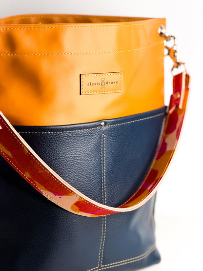 Color Theory Collection | Train Shoulder Tote | Mustard + Midnight Navy