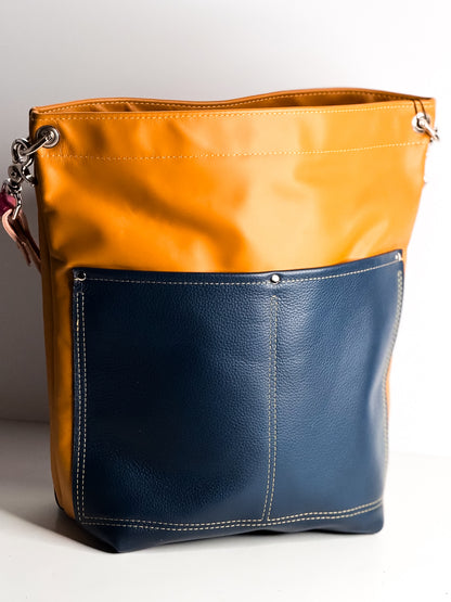 Color Theory Collection | Train Shoulder Tote | Mustard + Midnight Navy