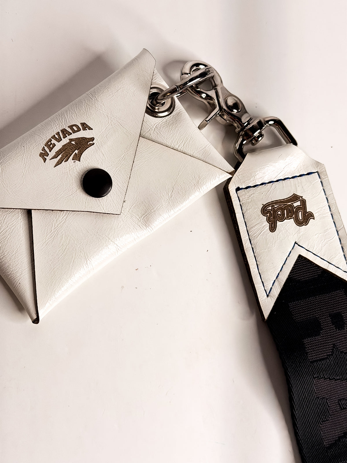 University of Nevada | Keychain | Leather Wallet Pouch Wristlet | White