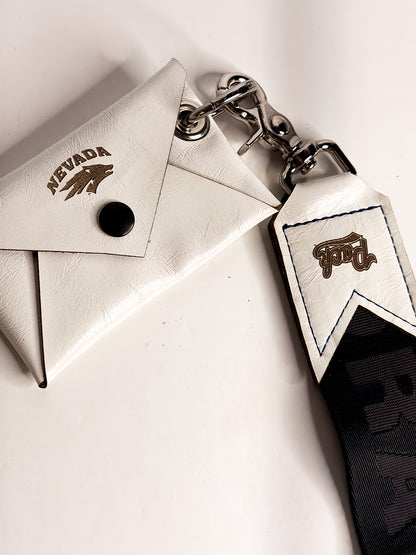 University of Nevada | Keychain | Leather Wallet Pouch Wristlet | White