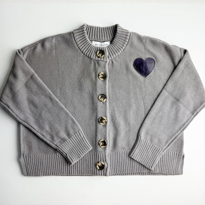 Cashmere + Cotton Collection | Button Cardigan | Heather Grey