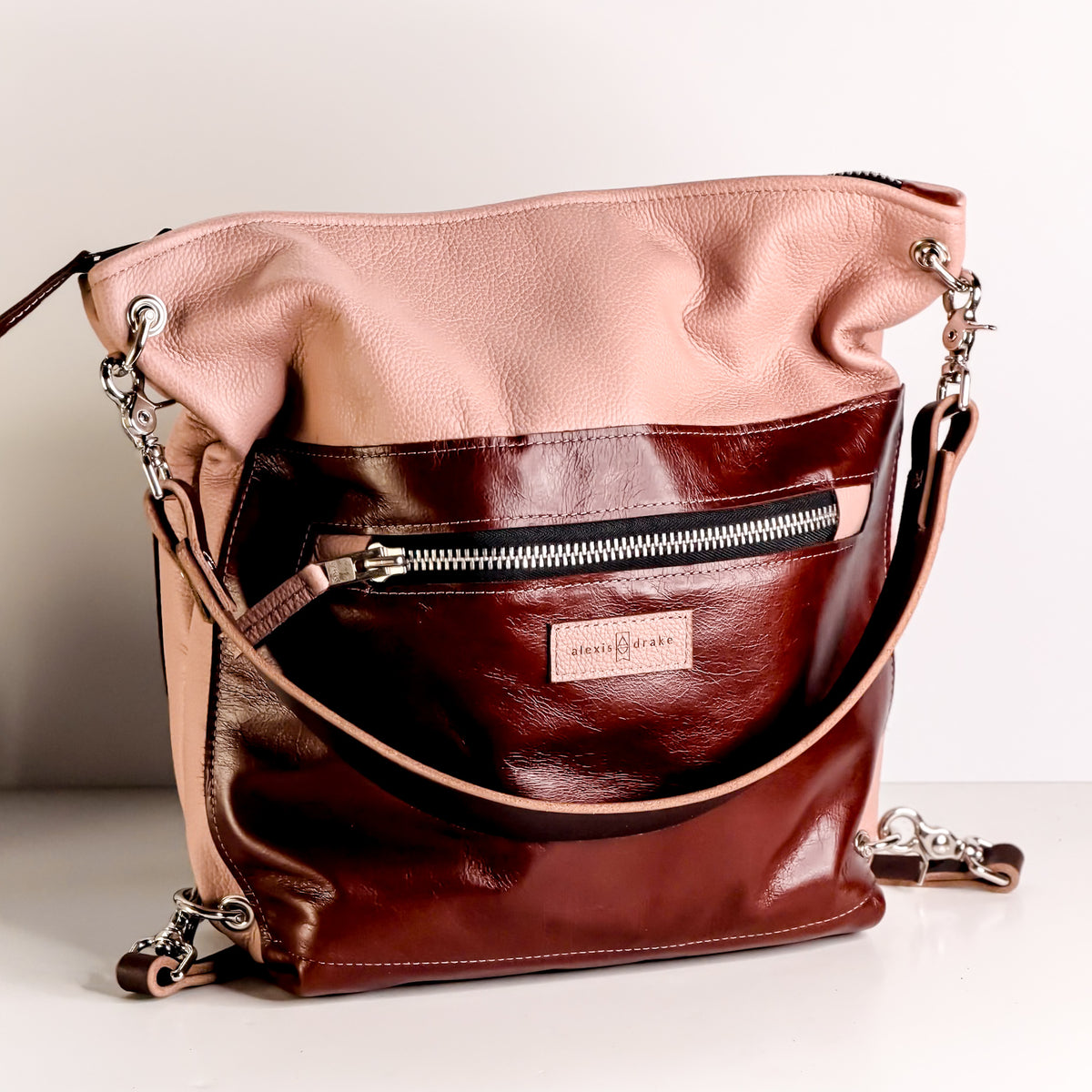 Open Range Collection | Backpack Shoulder Tote | Dusty Rose + Rust