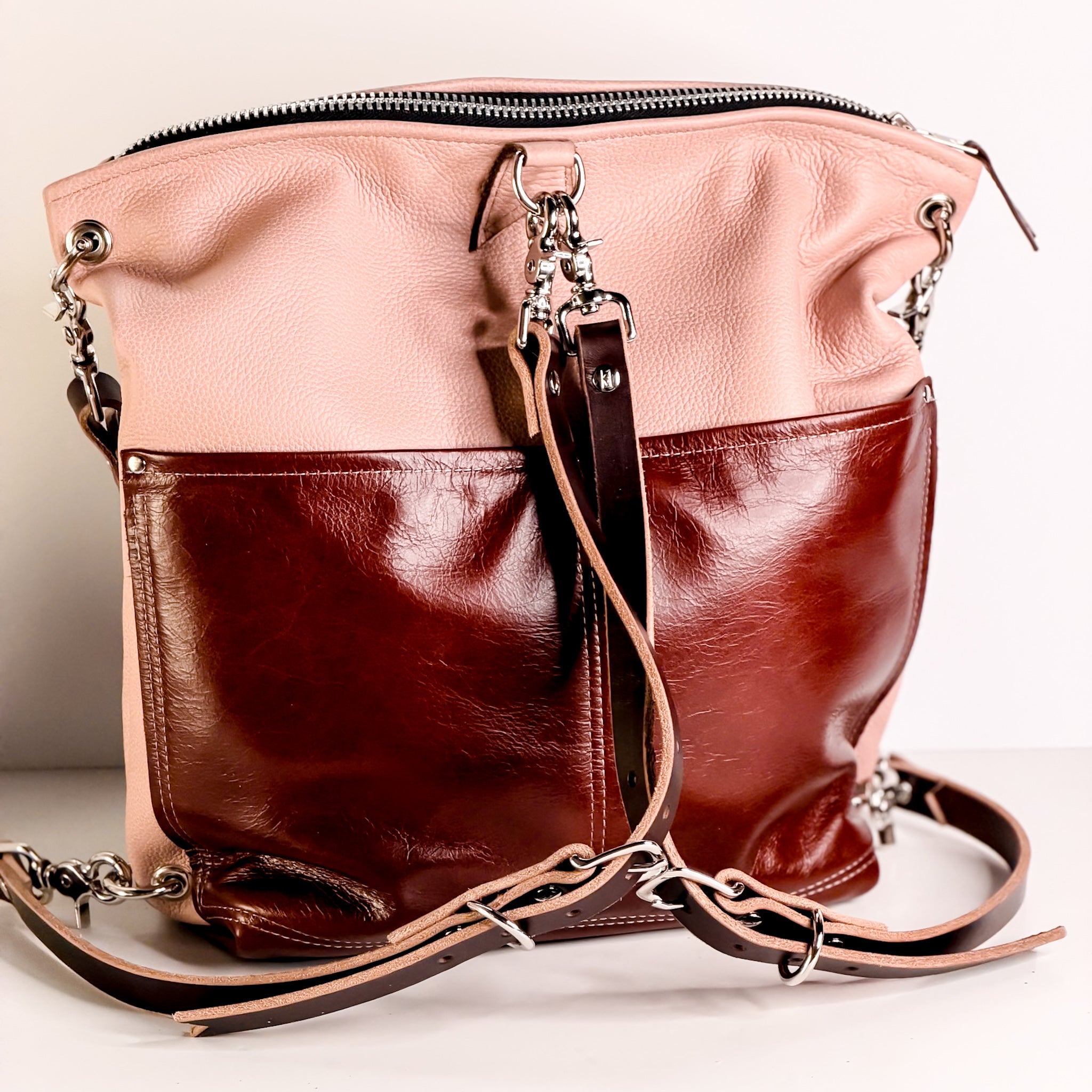Open Range Collection | Backpack Shoulder Tote | Dusty Rose + Rust