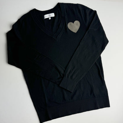 Cashmere + Cotton Collection | Cashmere Cotton V-Neck | Black