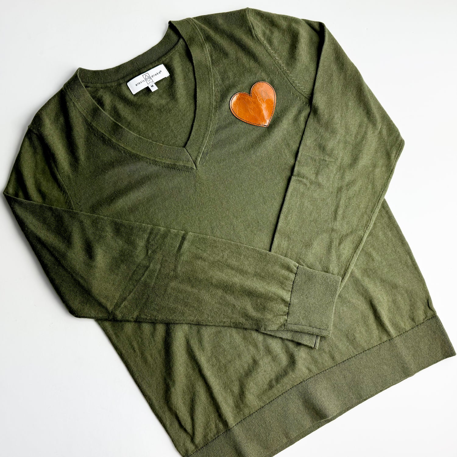 Cashmere + Cotton Collection | Cashmere Cotton V-Neck | Olive