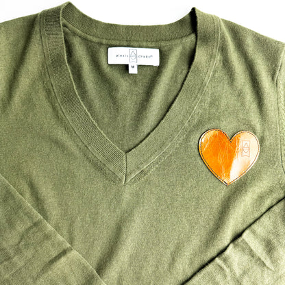 Cashmere + Cotton Collection | Cashmere Cotton V-Neck | Olive