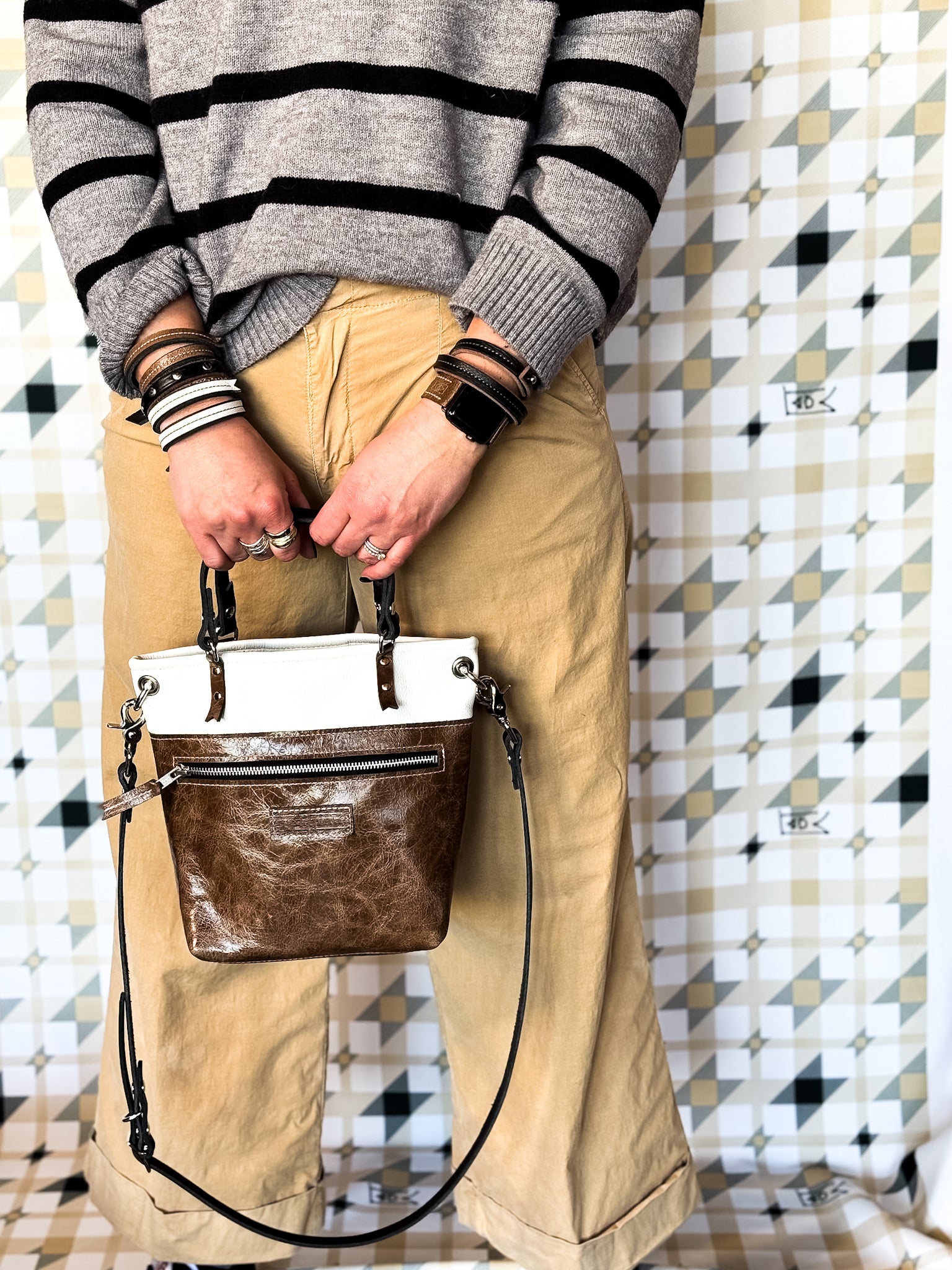 Blank Canvas Collection | Amika Satchel + Crossbody | Gallery White + Clay