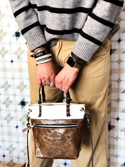 Blank Canvas Collection | Amika Satchel + Crossbody | Gallery White + Clay