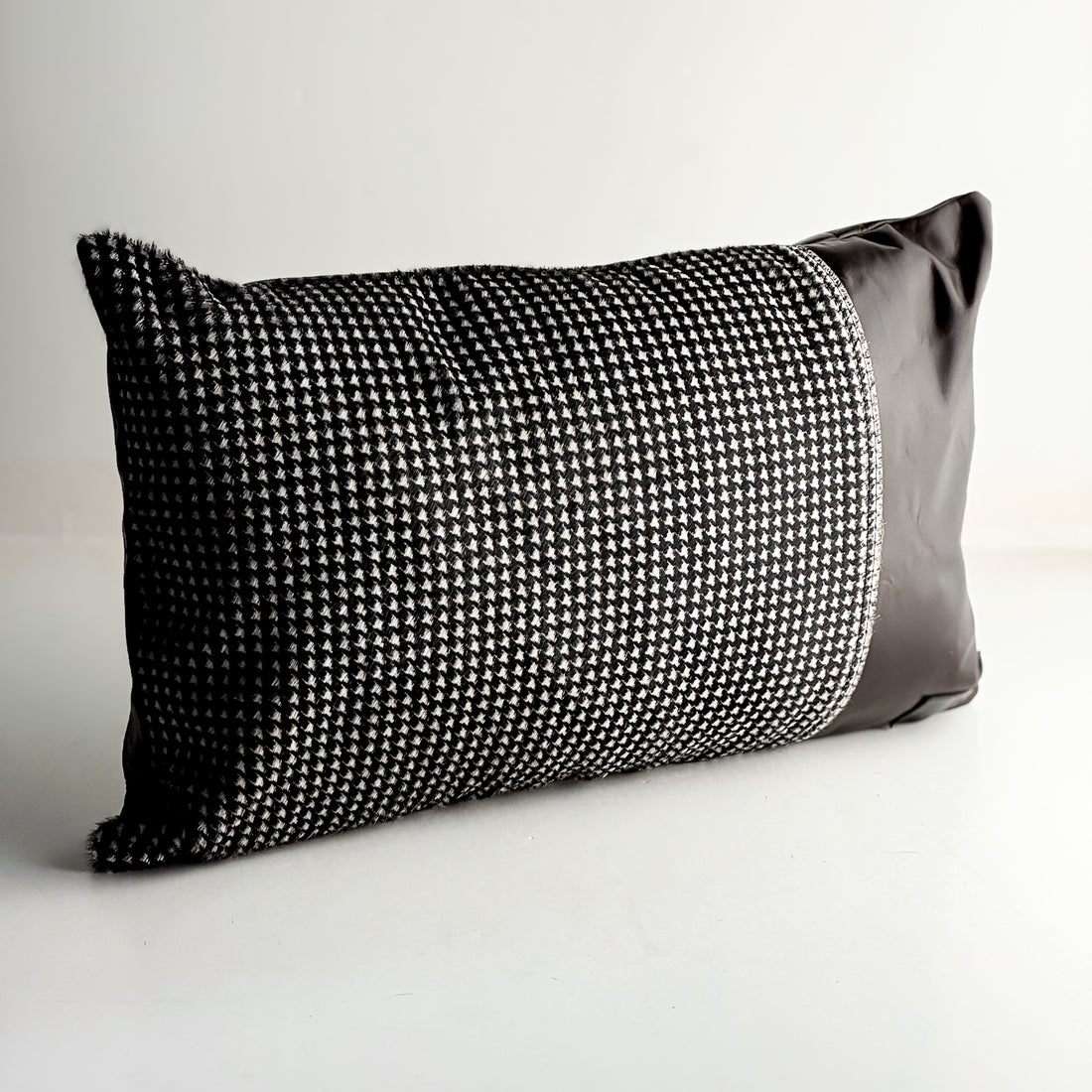 Home Collection | Small Lumbar Pillow | Houndstooth Hair-on-Hide + Rocky