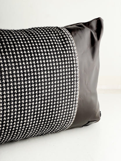 Home Collection | Small Lumbar Pillow | Houndstooth Hair-on-Hide + Rocky