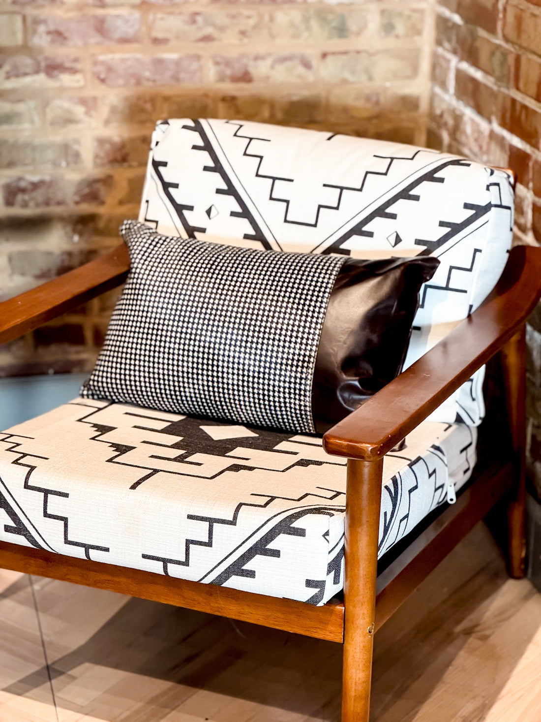 Home Collection | Small Lumbar Pillow | Houndstooth Hair-on-Hide + Rocky
