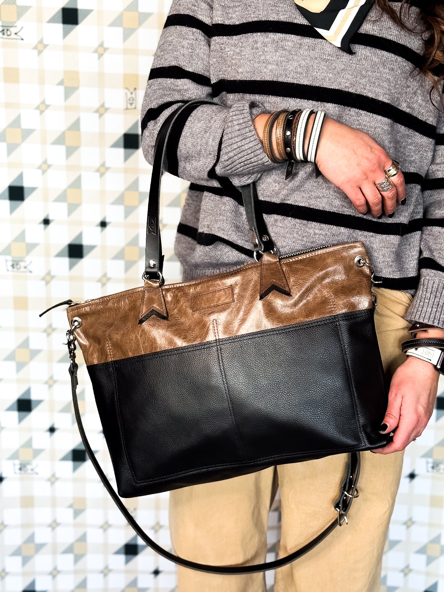 Blank Canvas Collection | Lexie Brief Shoulder Tote + Crossbody | Clay + Pebble Ink