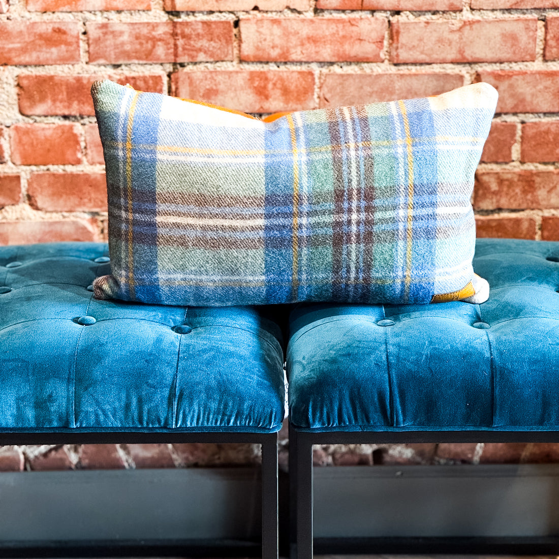 Home Collection | Small Lumbar Pillow | Plaid Wool + Butter
