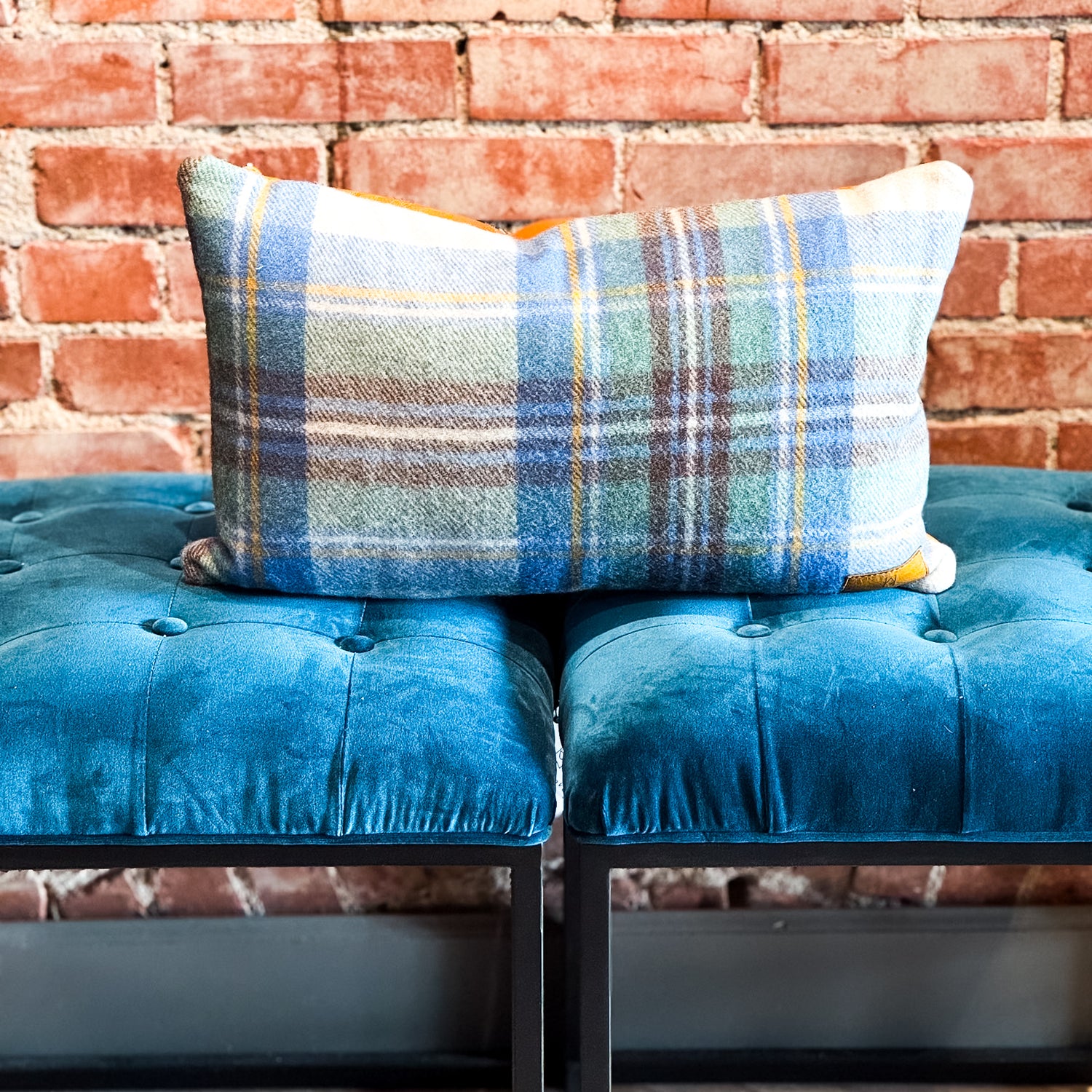 Home Collection | Small Lumbar Pillow | Plaid Wool + Butter
