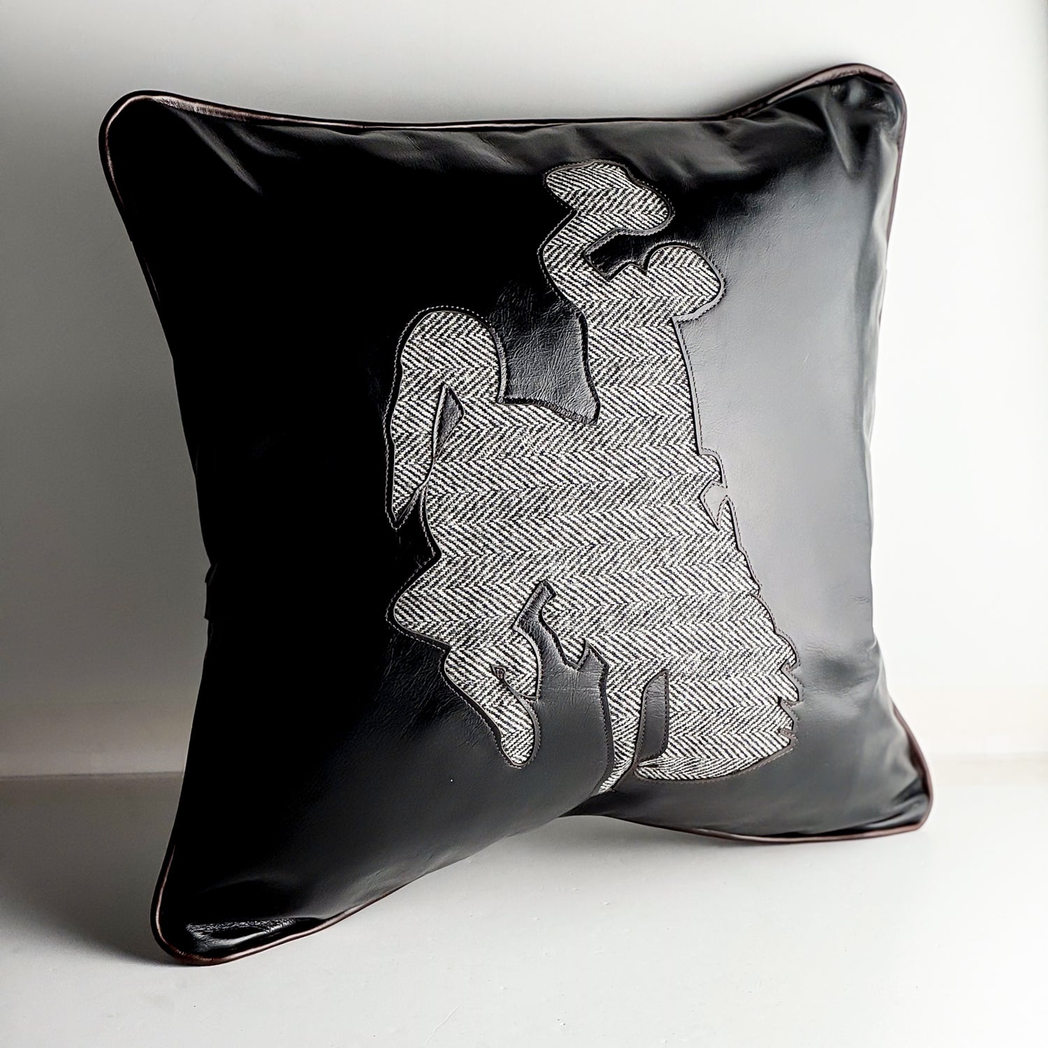 Home Collection | Square Pillow | Steamboat | Black + Herringbone Wool