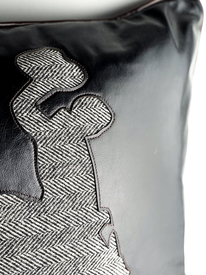 Home Collection | Square Pillow | Steamboat | Black + Herringbone Wool