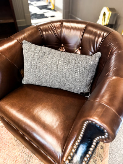 Home Collection | Small Lumbar Pillow | Herringbone Wool + Black