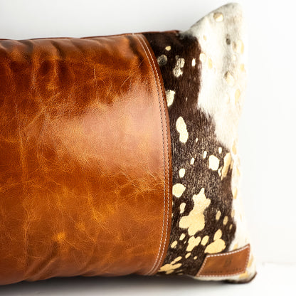 Home Collection | Small Lumbar Pillow | Whiskey + Gold Metallic Hair-on-Hide