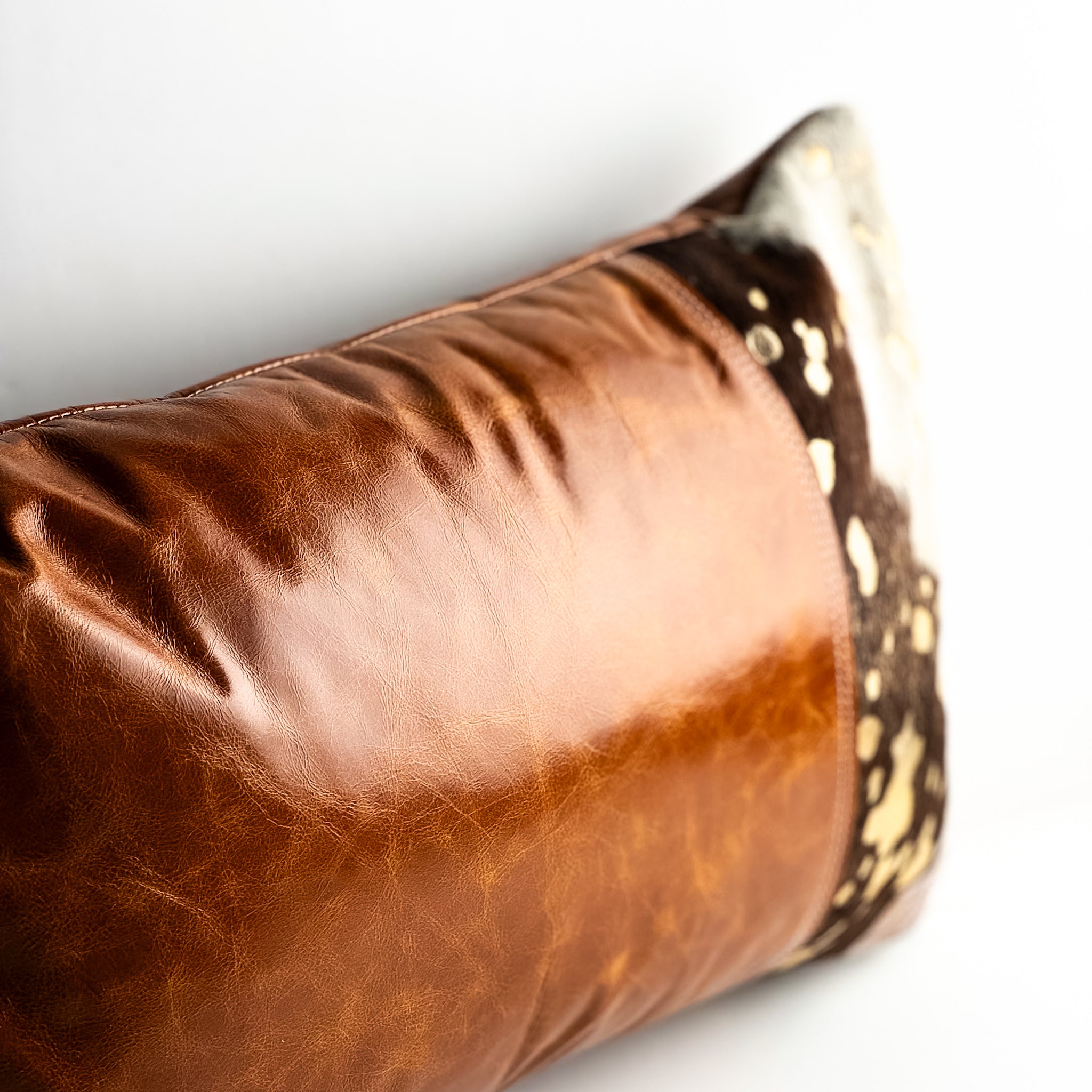 Home Collection | Small Lumbar Pillow | Whiskey + Gold Metallic Hair-on-Hide