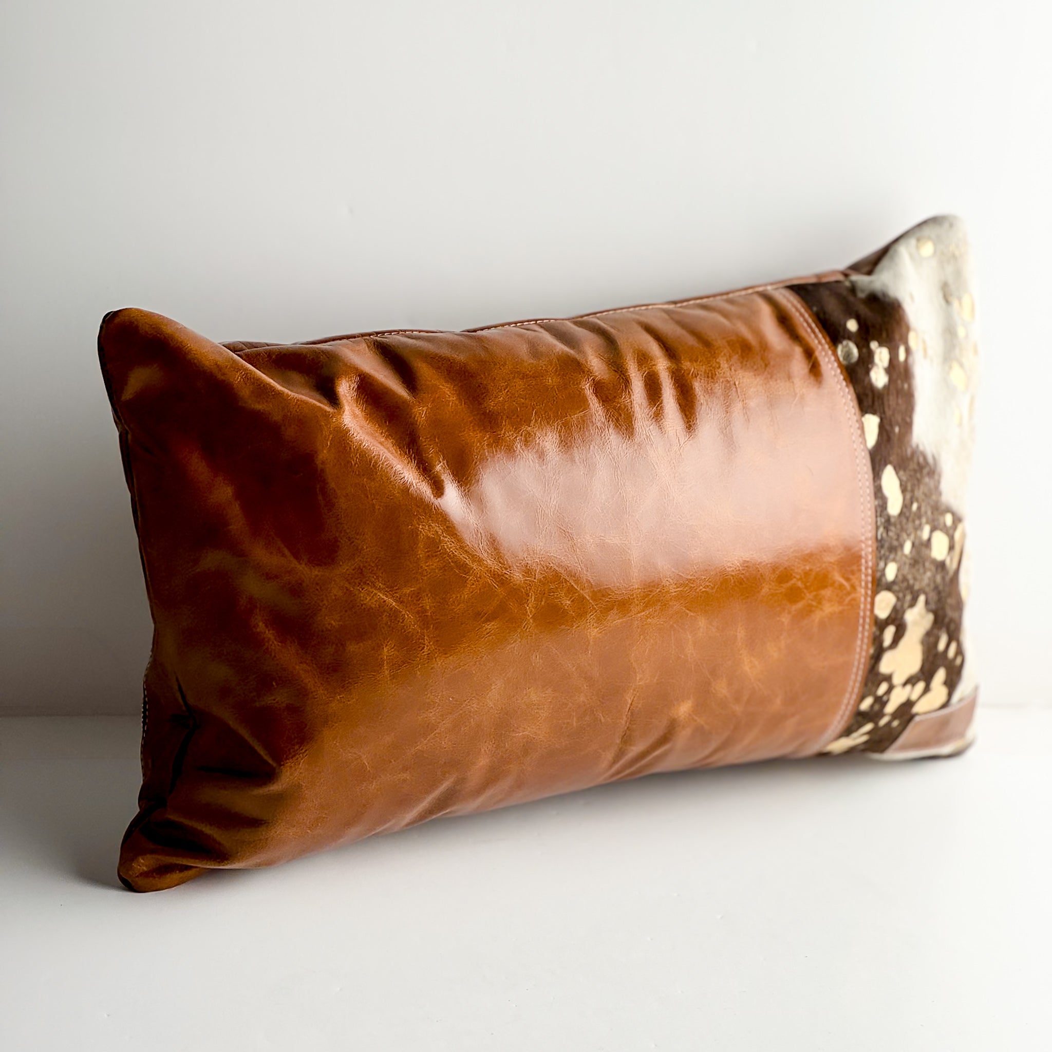 Home Collection | Small Lumbar Pillow | Whiskey + Gold Metallic Hair-on-Hide