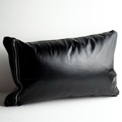 Home Collection | Small Lumbar Pillow | Silver Metallic Hair-on-Hide + Black