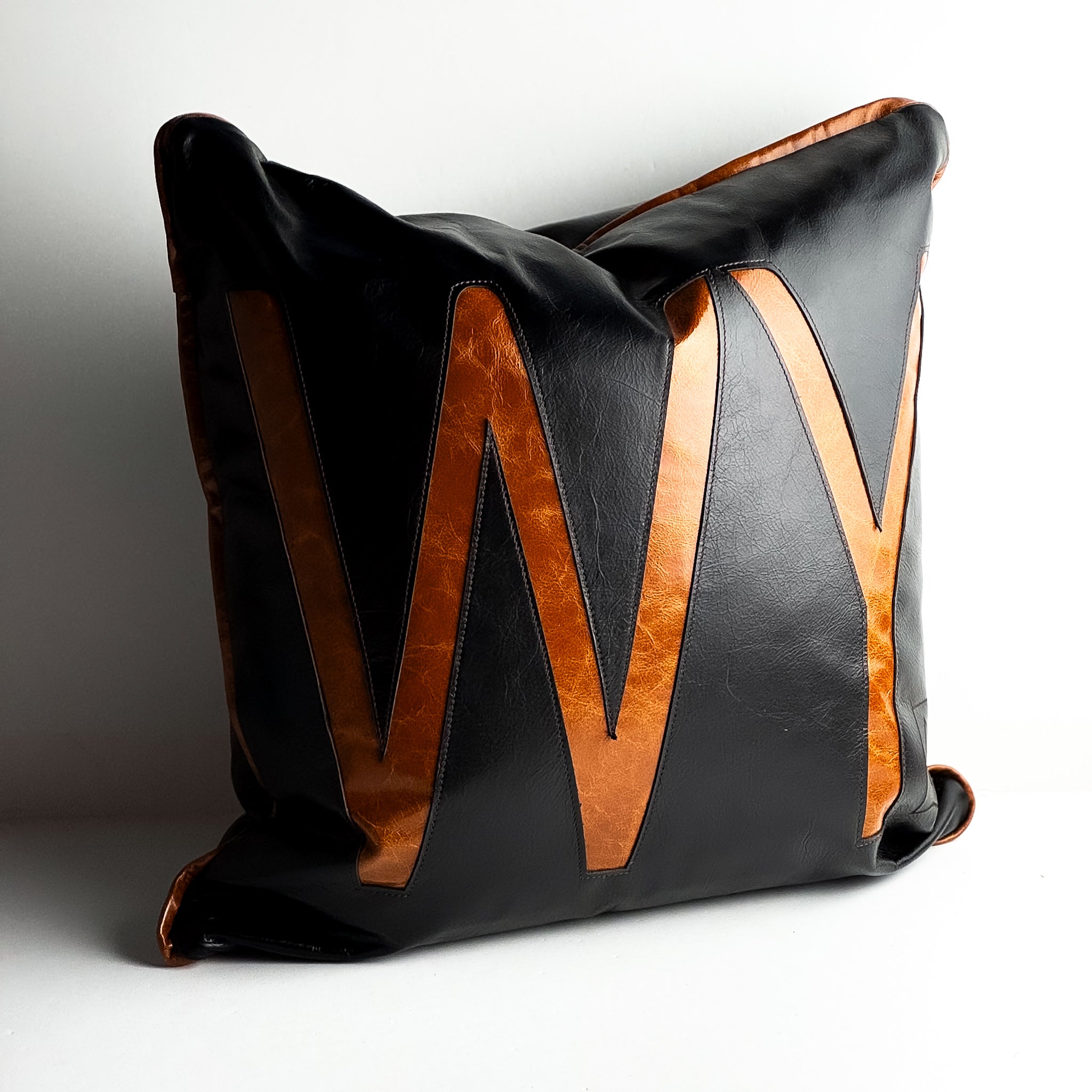 Home Collection | Square Pillow | WY Logo | Black + Whiskey