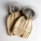 Wool Hat | Cream | Gray Pom