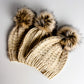 Wool Hat | Cream | Taupe Pom