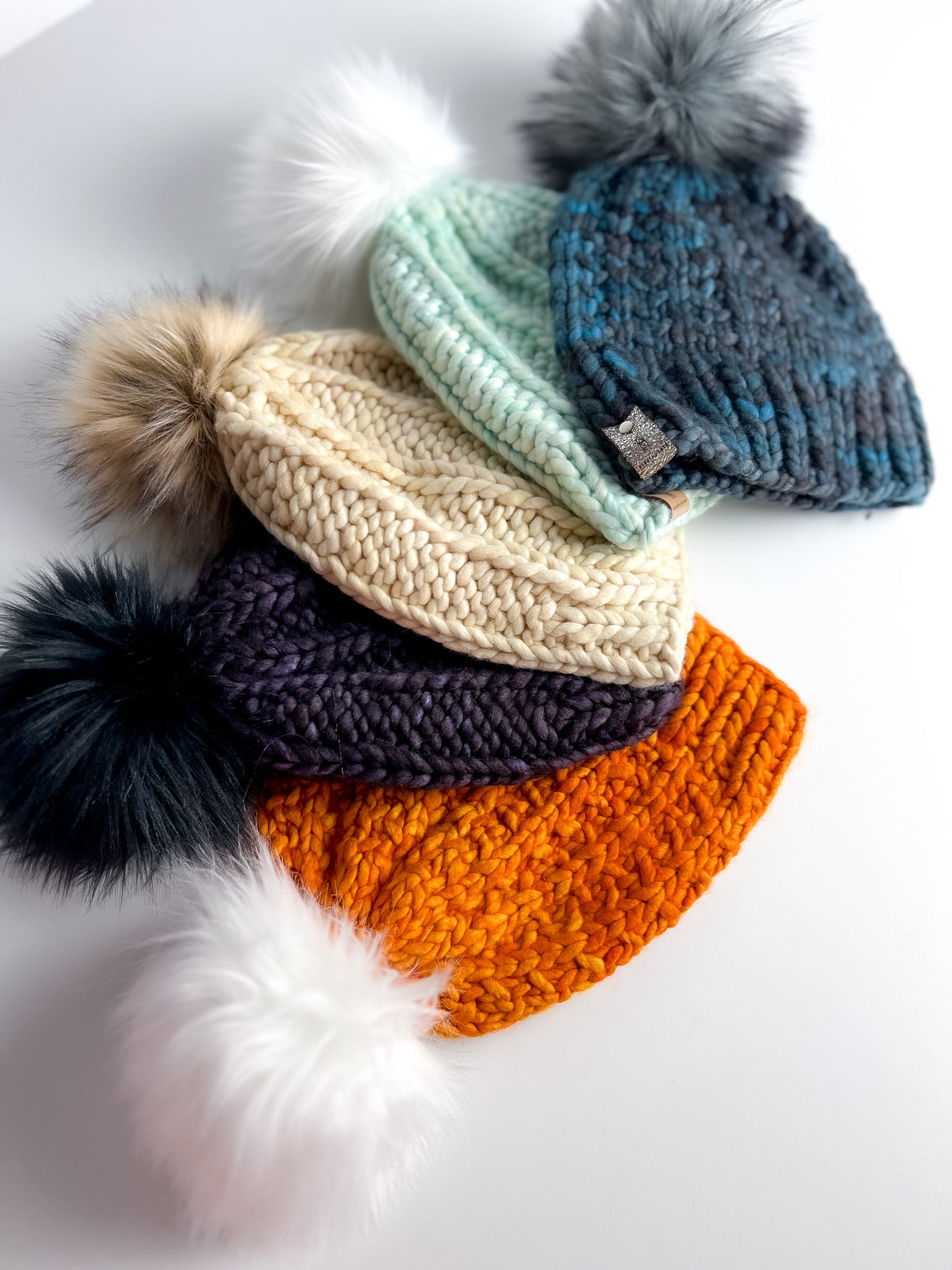 Wool Hat | Tangerine | White Pom