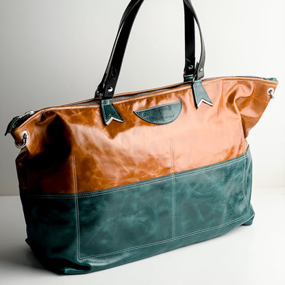 Western Woods Collection | Roundabout Weekender Tote | Bourbon + Teal Spruce