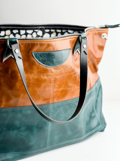 Western Woods Collection | Roundabout Weekender Tote | Bourbon + Teal Spruce