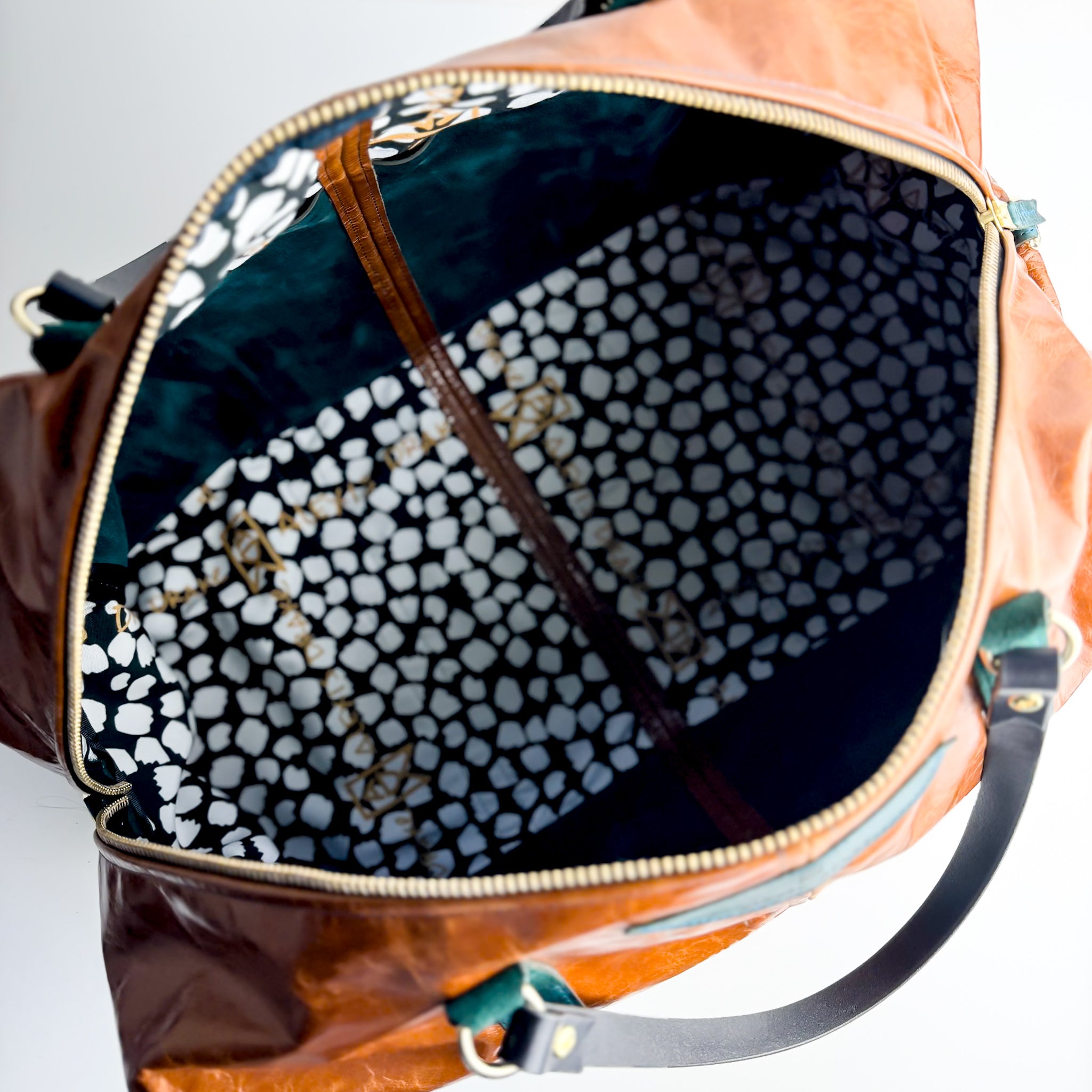 Western Woods Collection | Jackson Travel Duffel | Bourbon + Teal Spruce