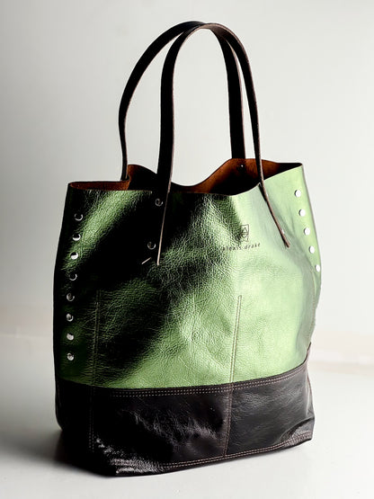 Midnight in Paris Collection | Market Tote | Emerald + Chocolate Truffle