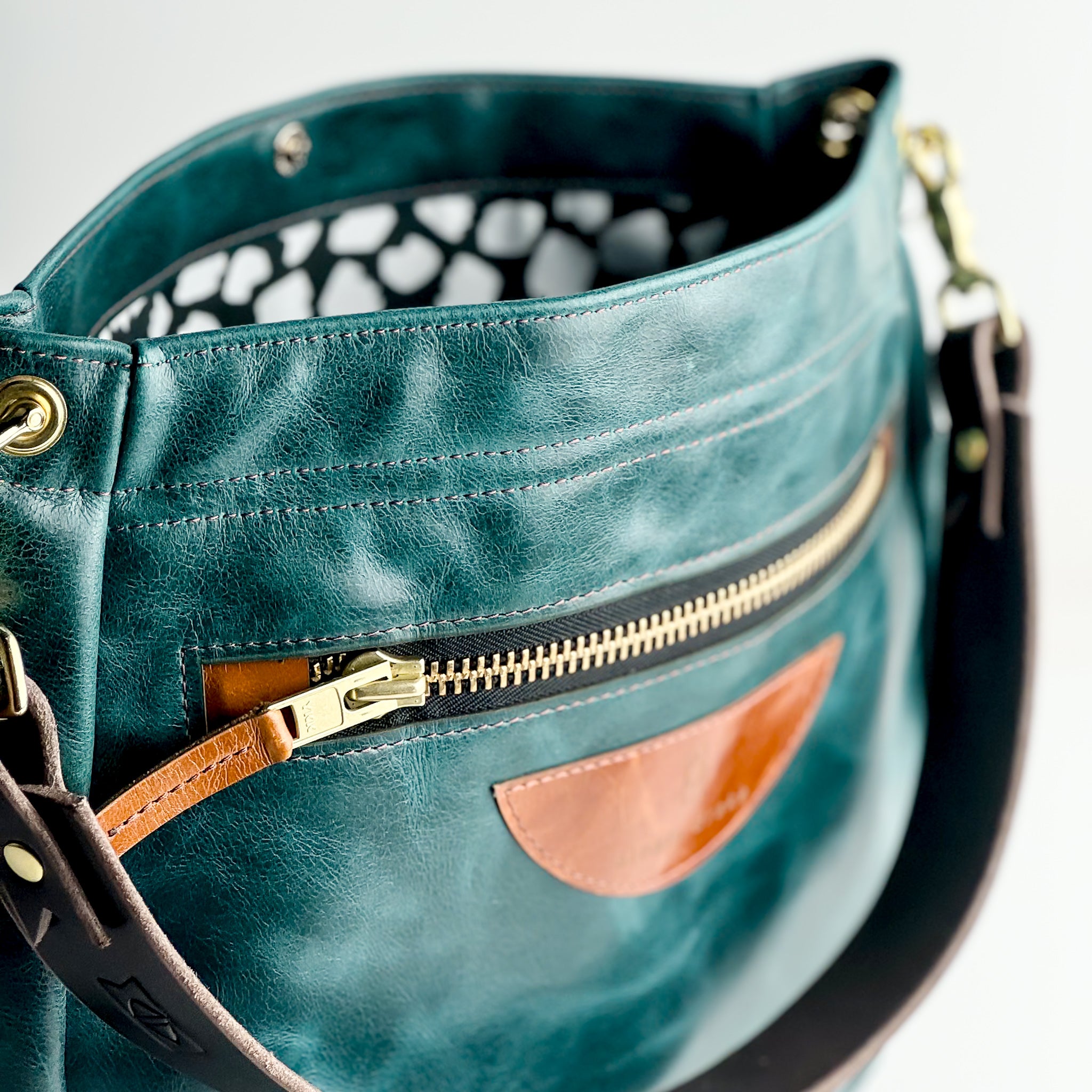 Western Woods Collection | Esther Shoulder Tote | Teal Spruce