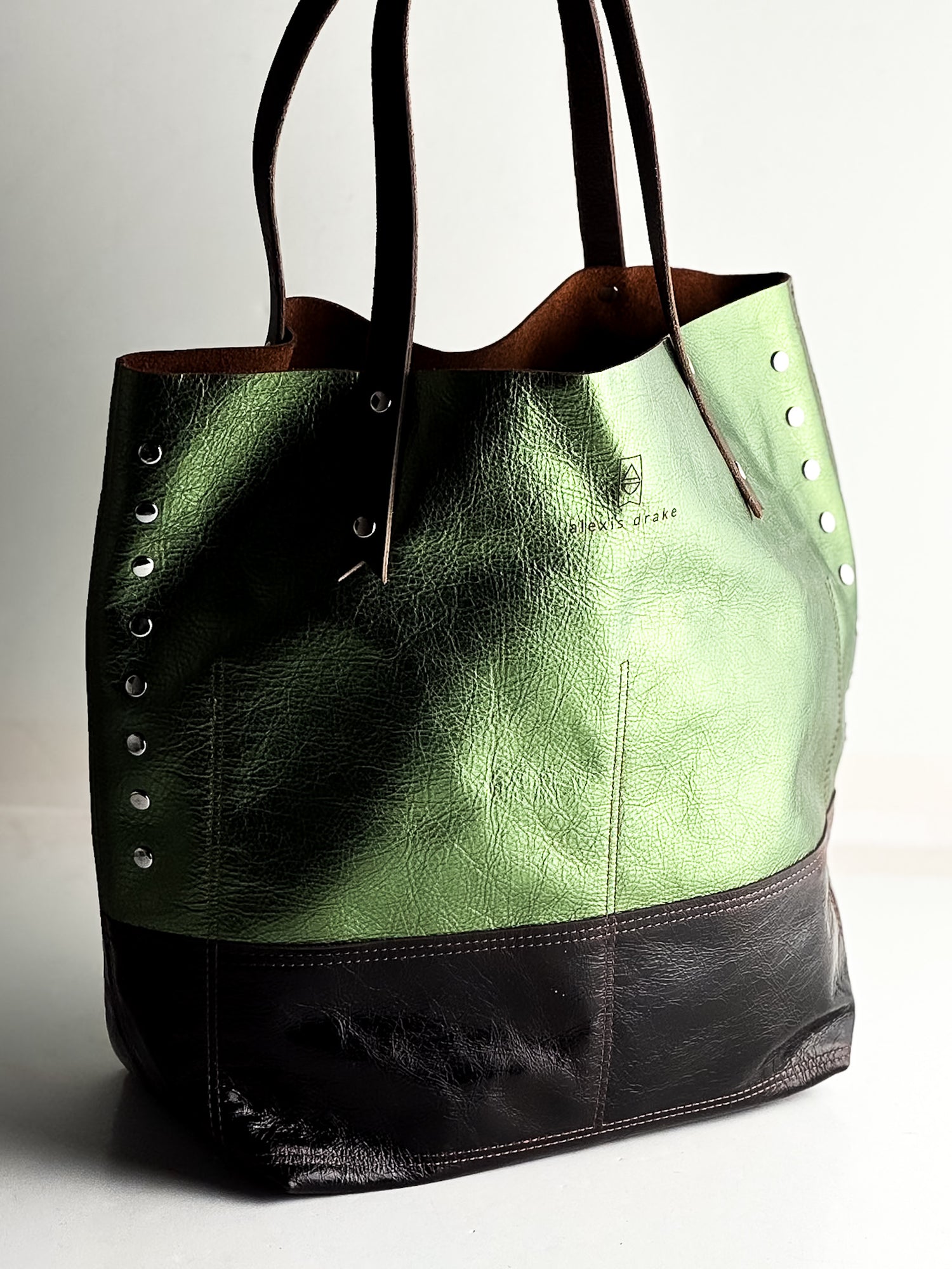 Midnight in Paris Collection | Market Tote | Emerald + Chocolate Truffle