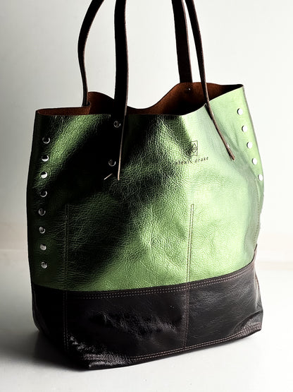 Midnight in Paris Collection | Market Tote | Emerald + Chocolate Truffle